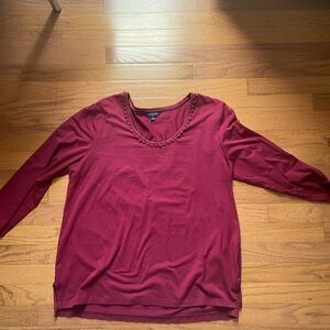 Lands' End Burgundy Scoop Neck Long Sleeve Top